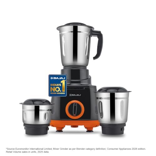 Bajaj Rex 500W mixer grinder with three jars