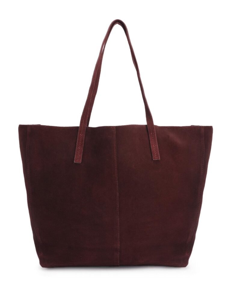 MANGO leather shopper bag with suede finish