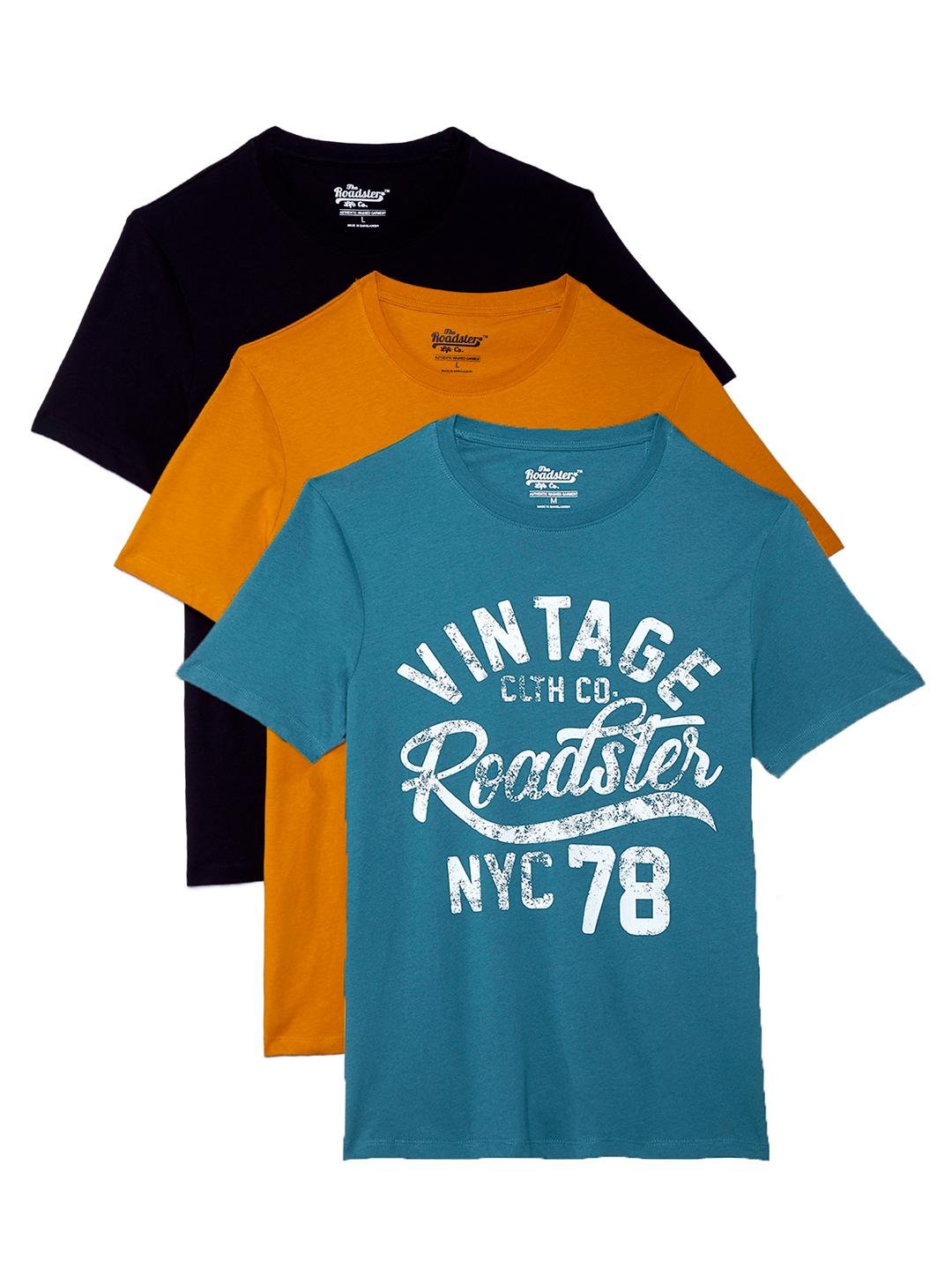 Roadster pack of three printed T-shirts for men